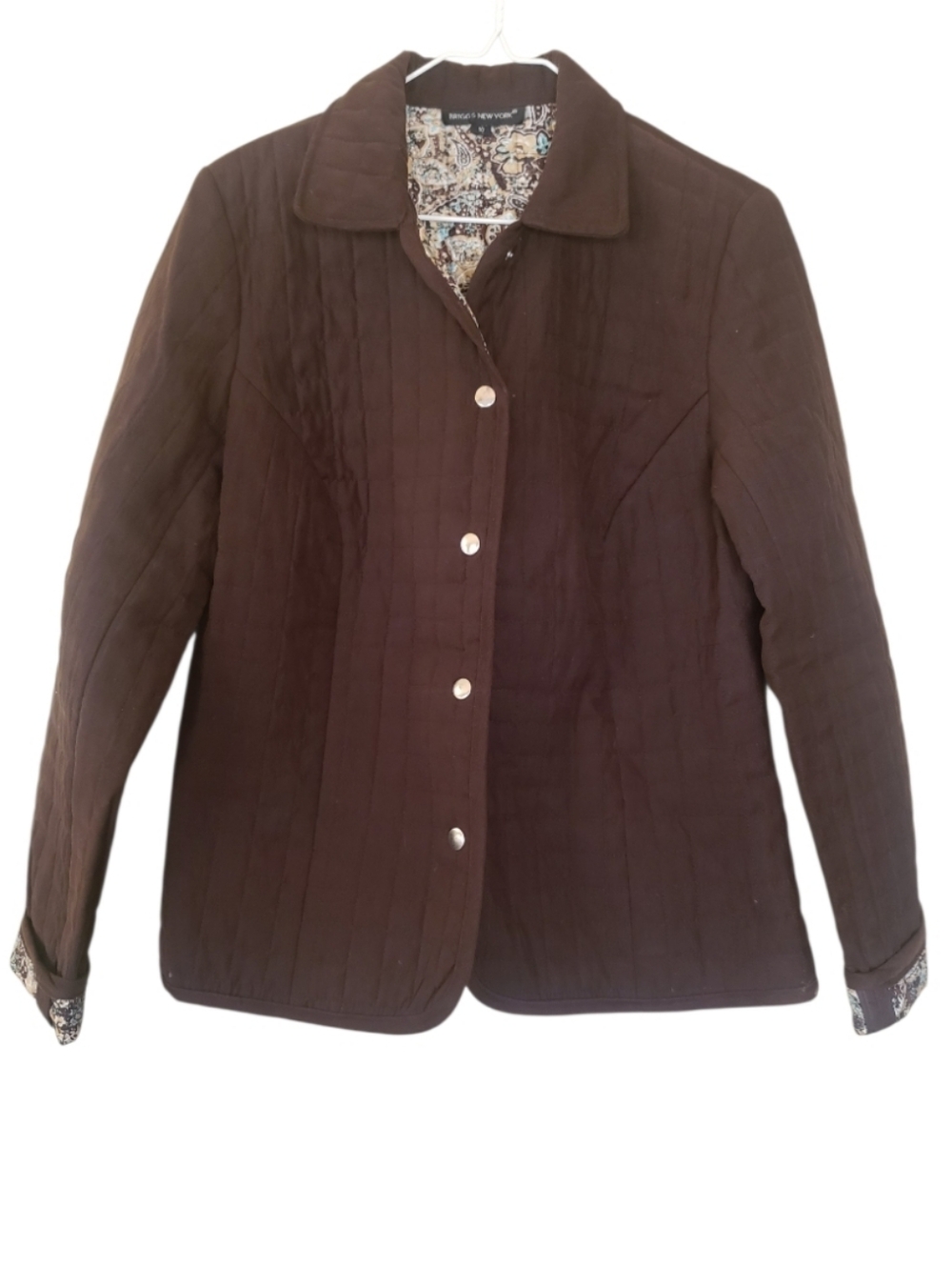 Briggs New York Quilted Dark Brown Snap-Front Utility Jacket
